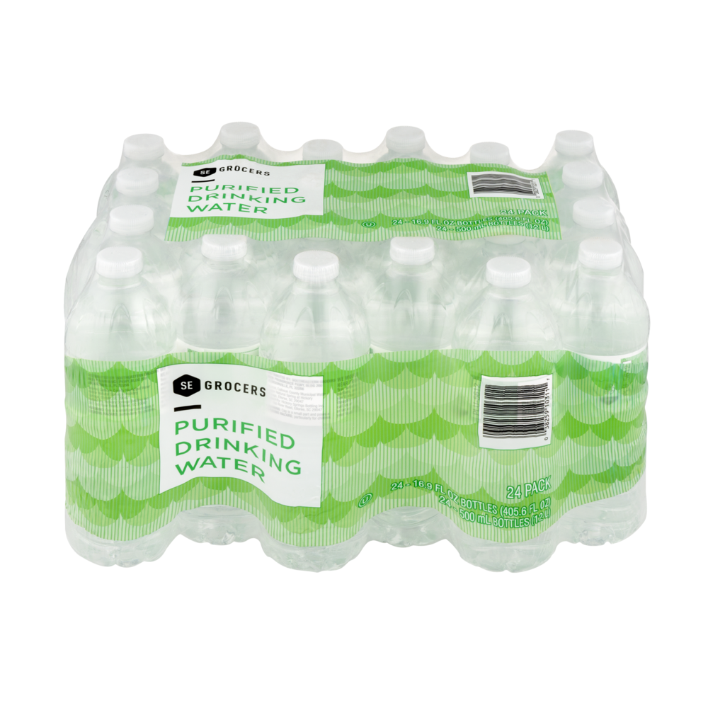 slide 1 of 1, SE Grocers Drinking Water Purified - 24 ct; 1/2 liter, 24 ct; 1/2 liter