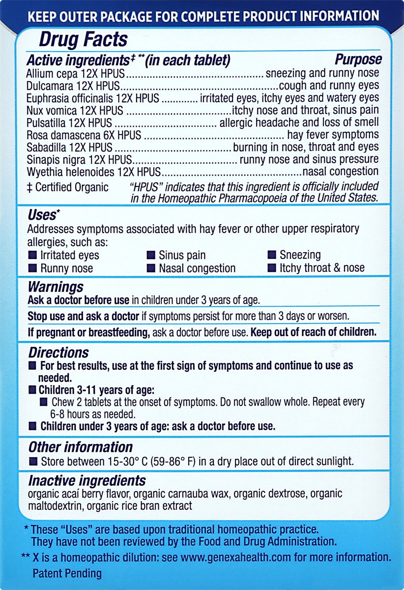 slide 6 of 8, Genexa Kids Allergy Care Organic Allergy Relief 60 Ct, 1 ct