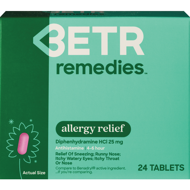 slide 1 of 1, Betr Remedies Allergy Relief Tablets, 24 ct