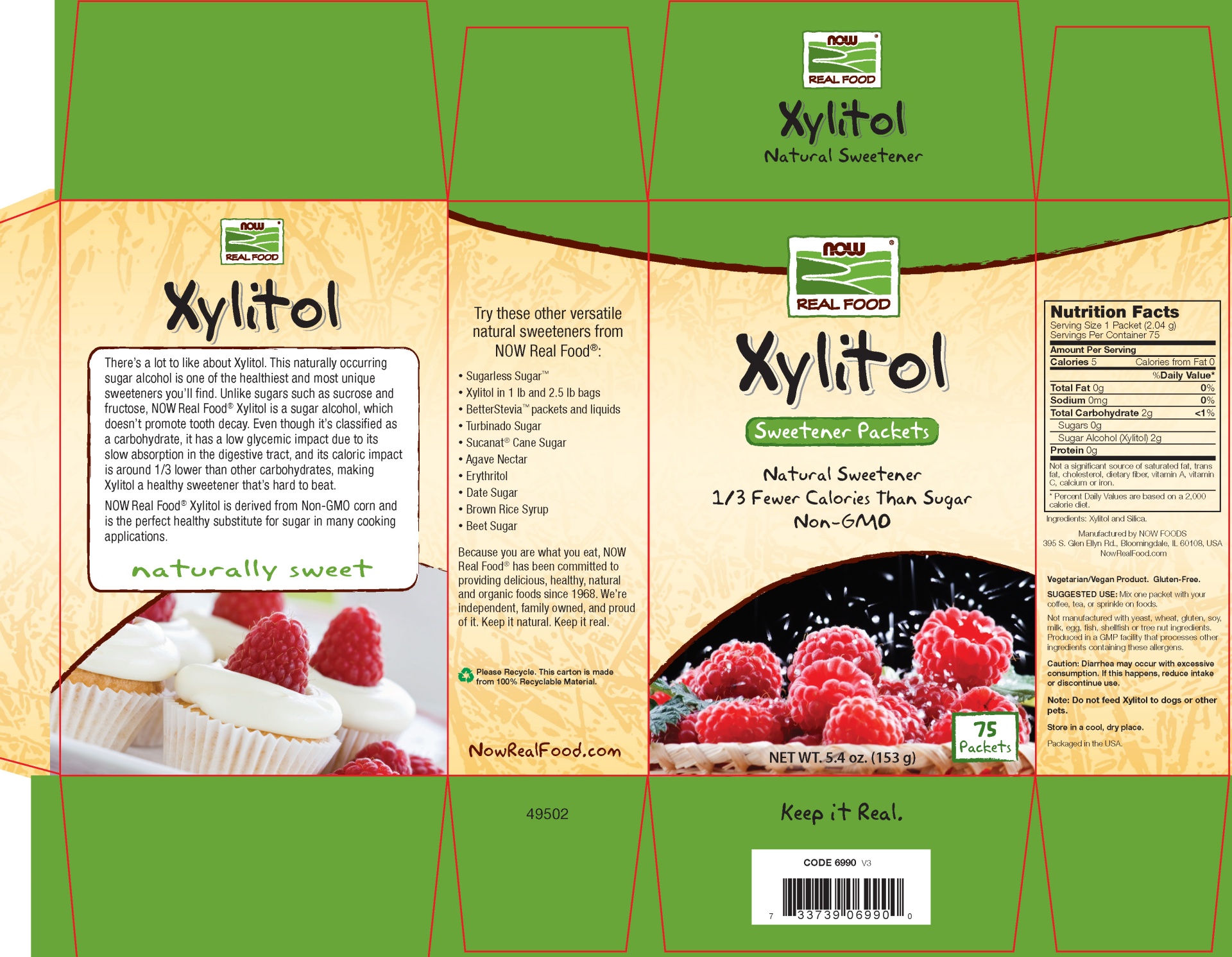 slide 2 of 2, NOW Xylitol Pure Packets, 75 ct