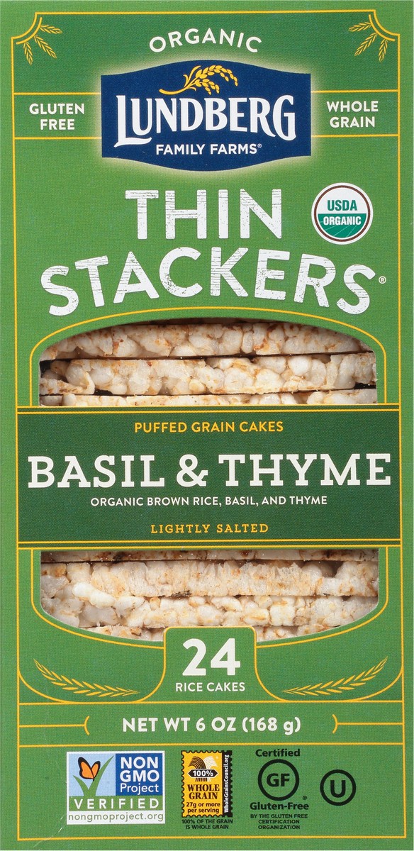 slide 9 of 9, Lundberg Family Farms Organic Thin Basil & Thyme Brown Rice Cakes 6 oz, 6 oz