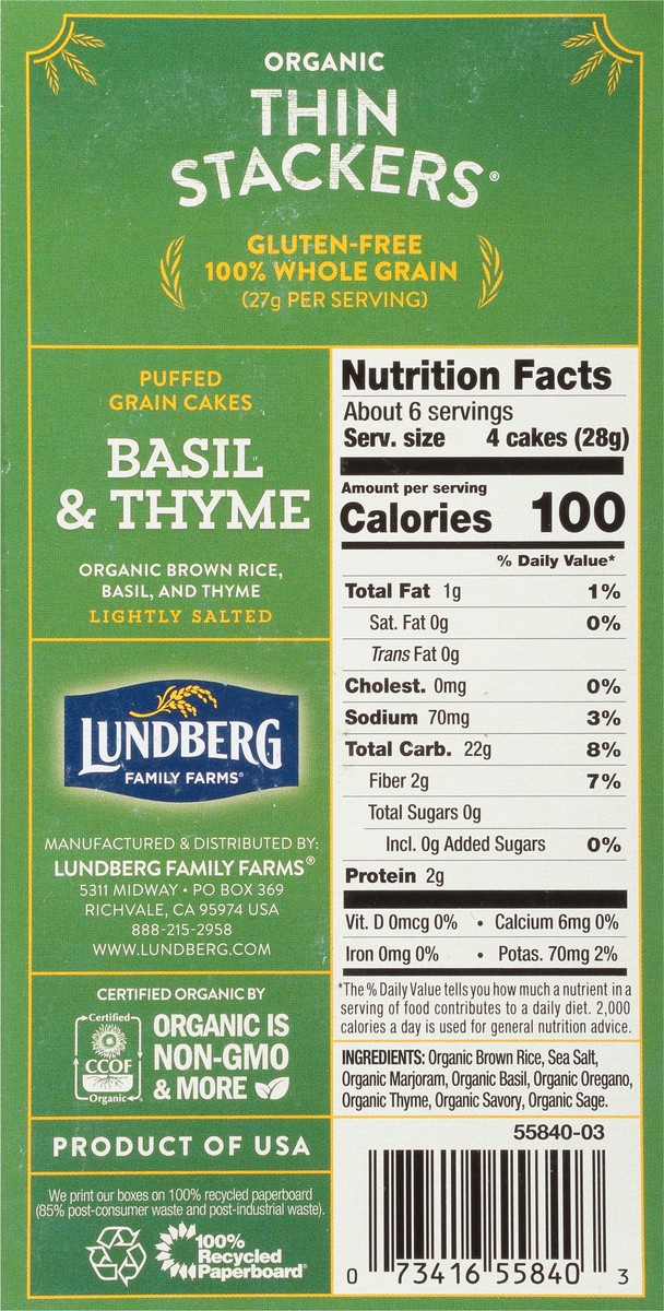 slide 7 of 9, Lundberg Family Farms Organic Thin Basil & Thyme Brown Rice Cakes 6 oz, 6 oz