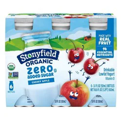 Stonyfield Organic Kids Zero Grams Added Sugar Cherry Apple Lowfat Yogurt Smoothies, 3.1 fl oz, 6 ct