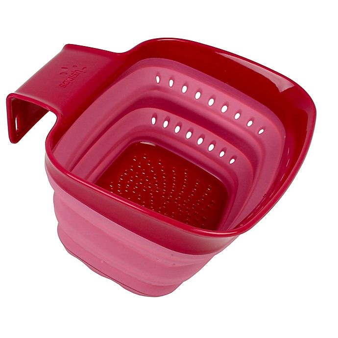 slide 1 of 2, Squish Over-the-Sink Collapsible Colander - Burgundy, 2 qt