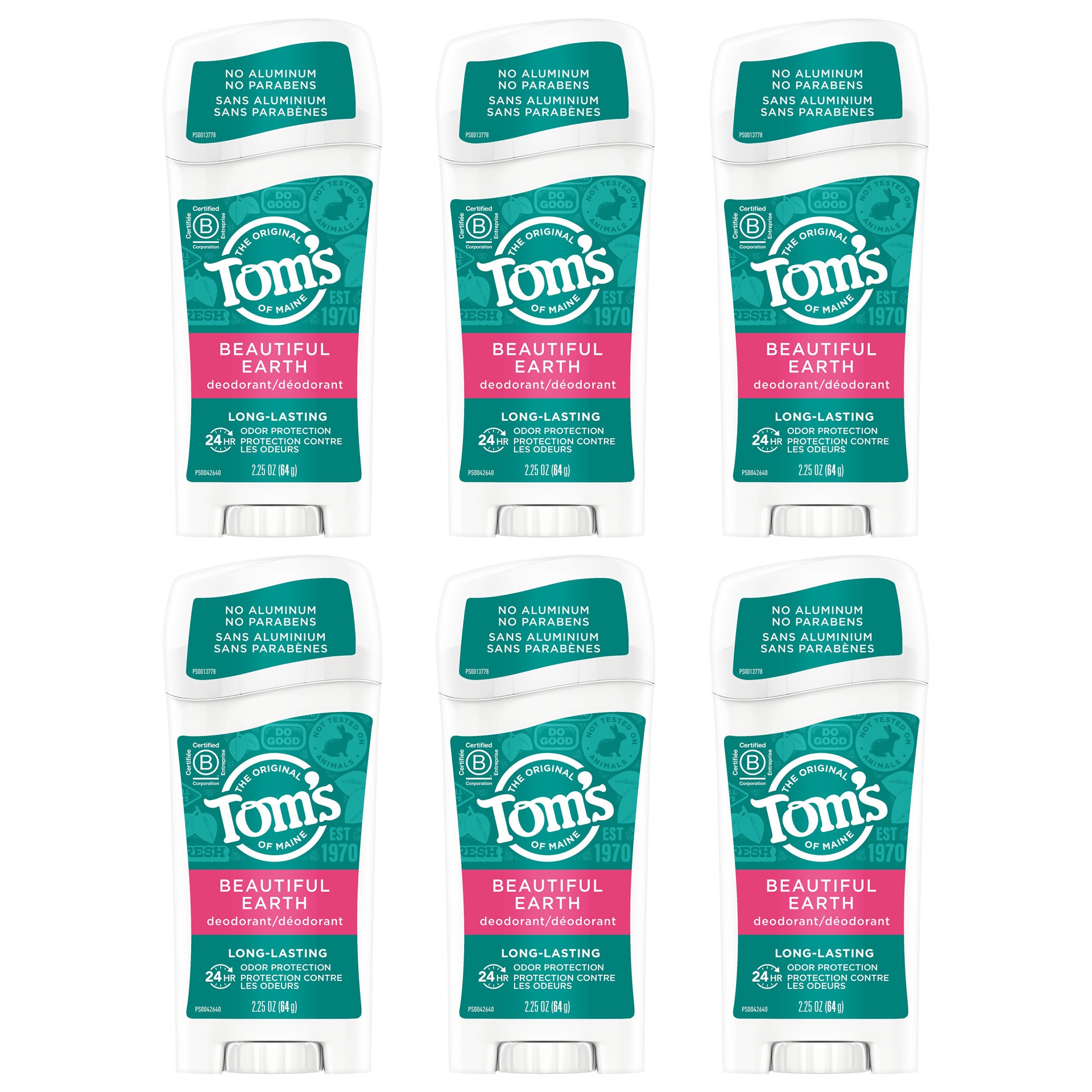 slide 1 of 1, Tom's of Maine Long-Lasting Aluminum-Free Natural Deodorant for Women, Beautiful Earth, 2.25oz 6-Pk, 2.25 oz