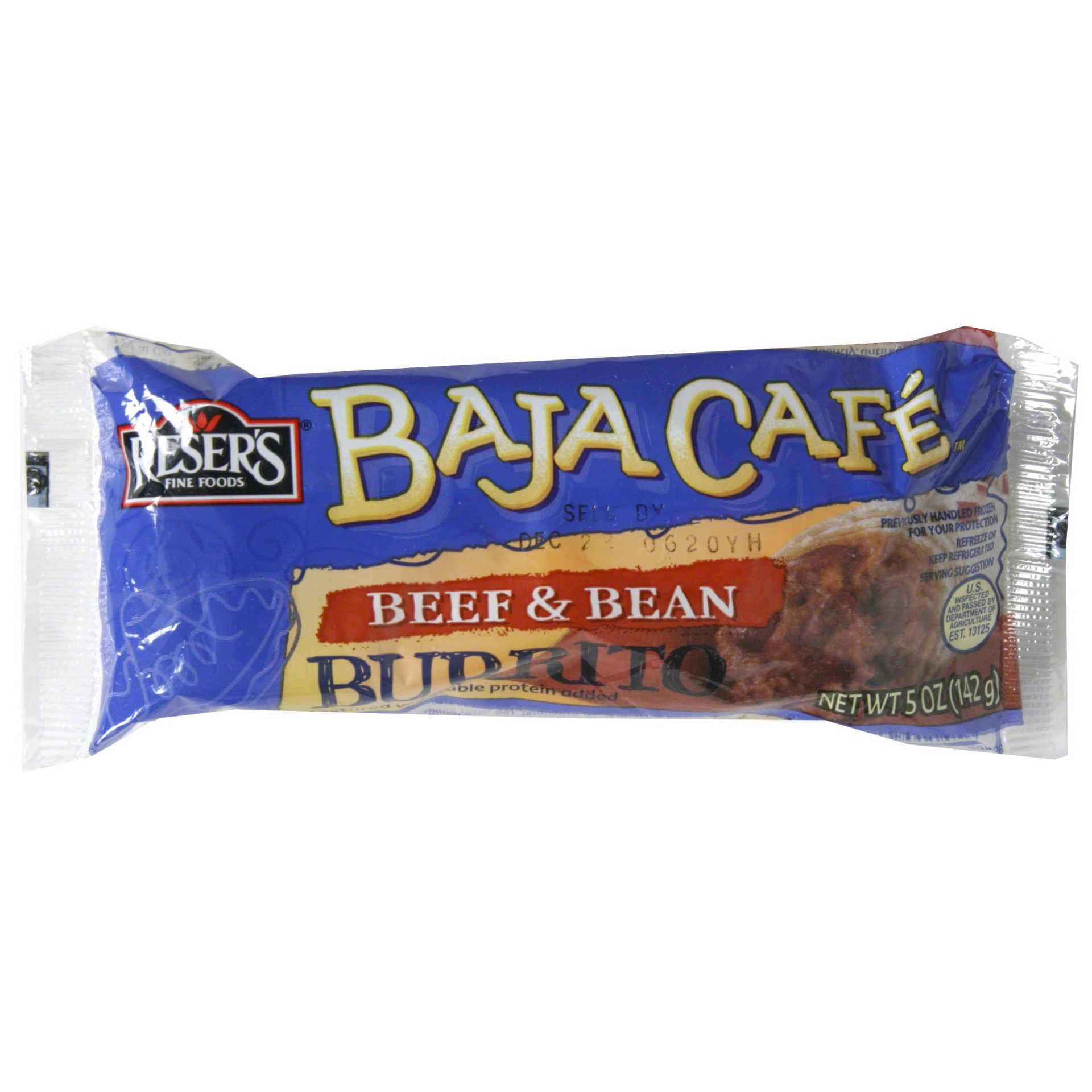 slide 1 of 1, Baja Cafe Beef & Bean Burrito, 5 oz