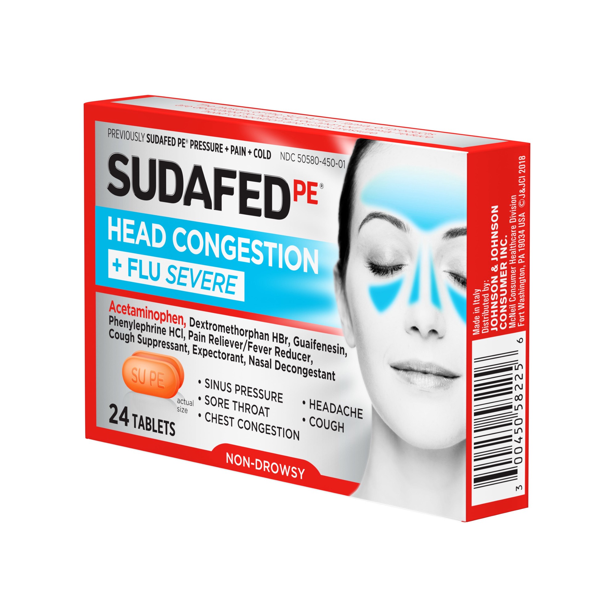 slide 8 of 10, Sudafed PE Head Congestion + Flu Severe Tablets for Adults - 24ct, 24 ct