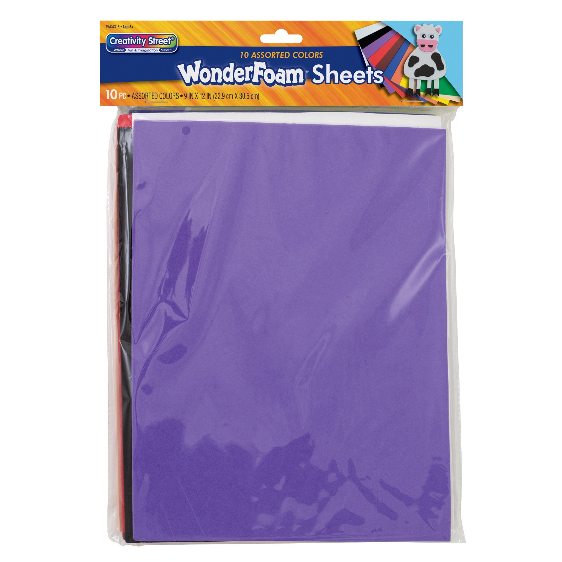 slide 1 of 1, Creativity Street WonderFoam Sheets, 10 Assorted Colors, 9" x 12", 10 Sheets, 10 pc