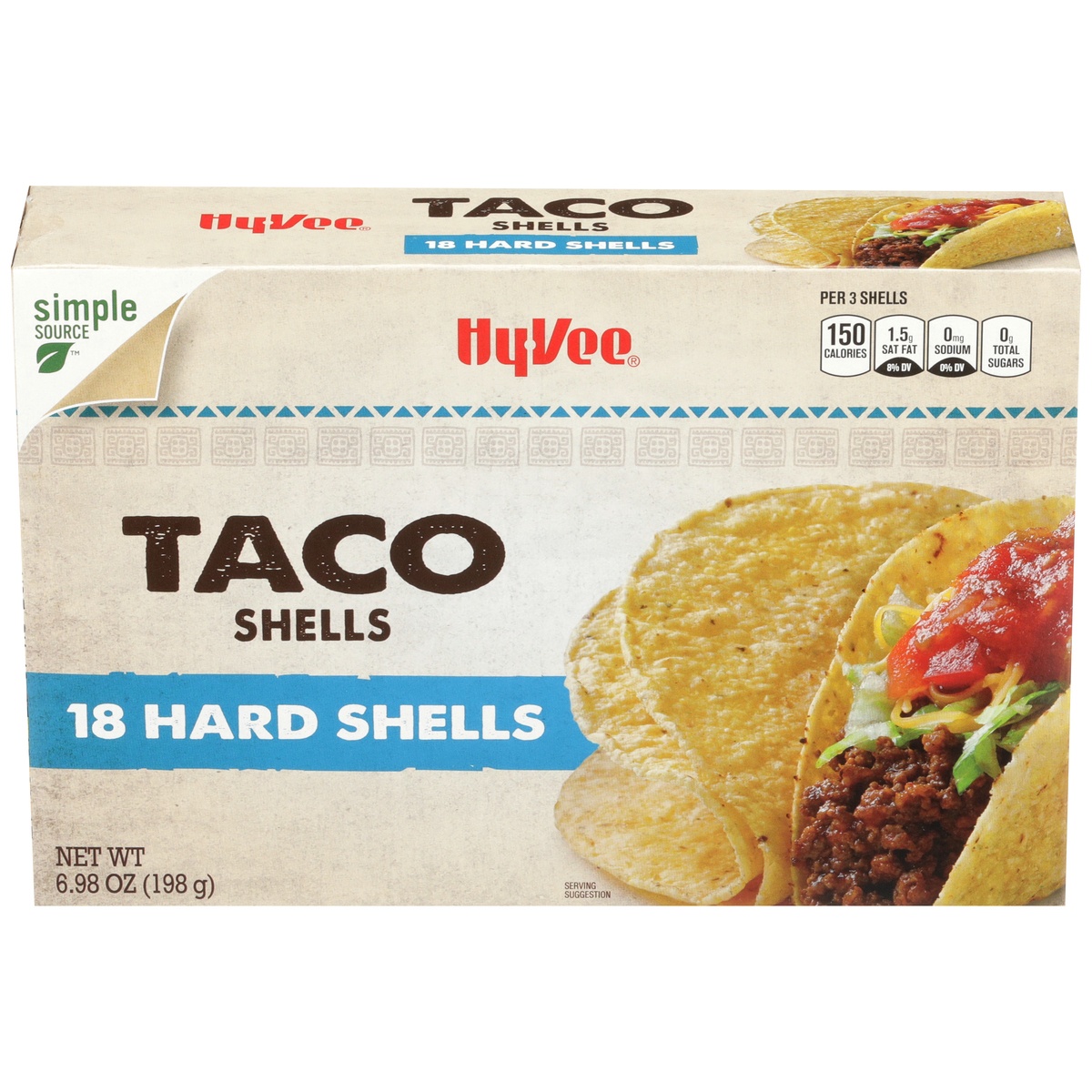 slide 1 of 1, Hy-vee Taco Hard Shells, 18 ct; 6.75 oz