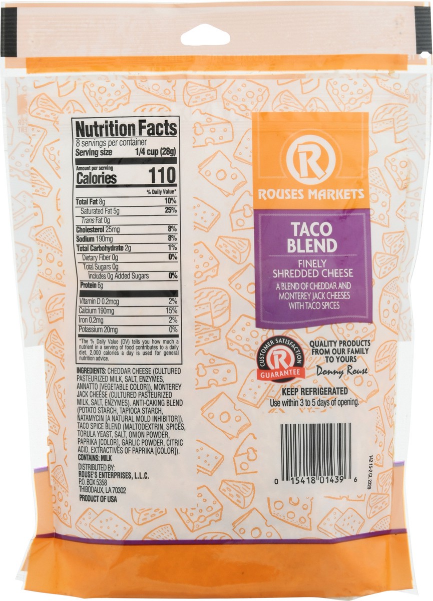 slide 10 of 14, Rouses Markets Taco Blend Finely Shredded Cheese 8 oz, 8 oz