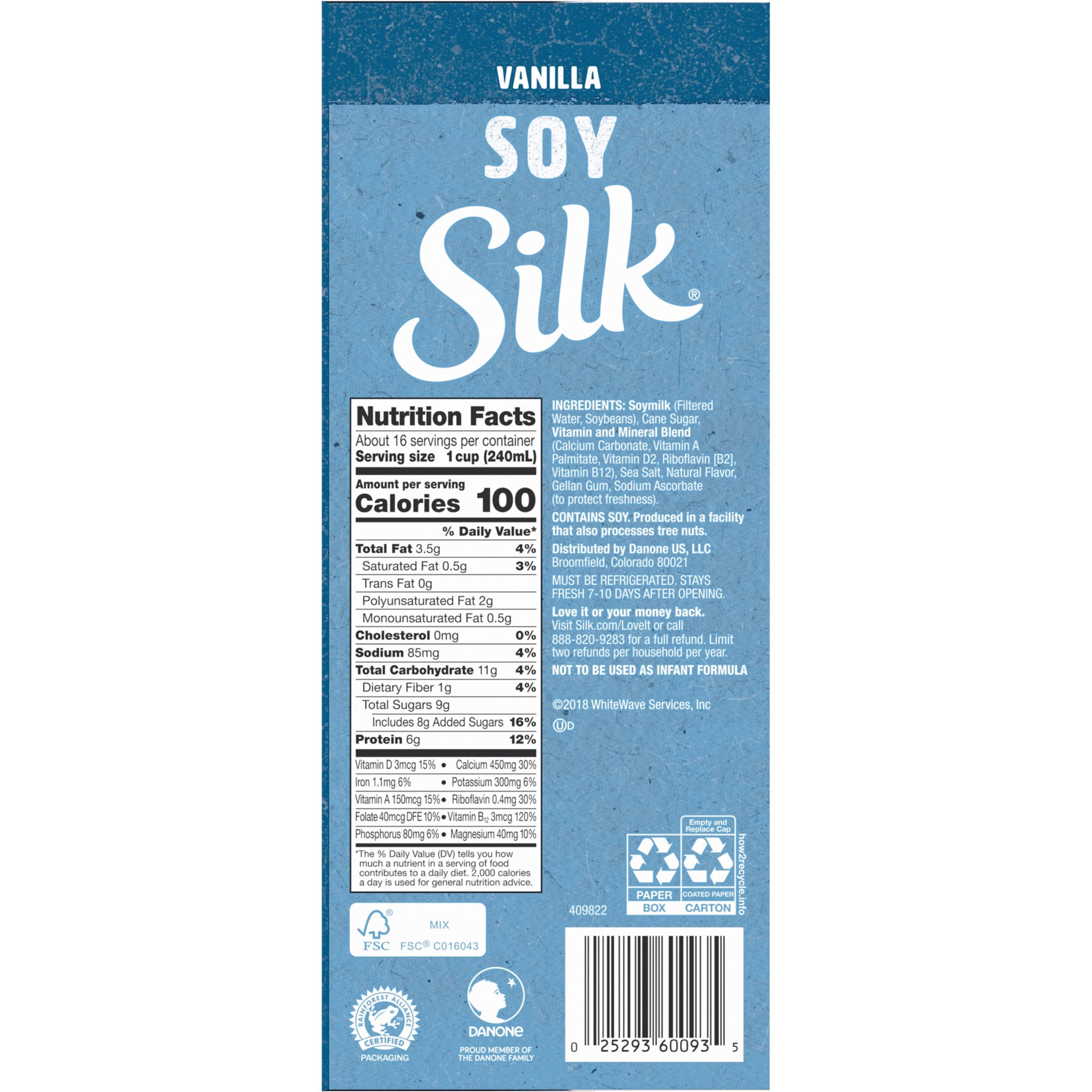 slide 4 of 5, Silk Soy Milk, Vanilla, Dairy-Free, Vegan, Non-GMO Project Verified, Half Gallon, 2 Pack, 2 ct; 64 fl oz