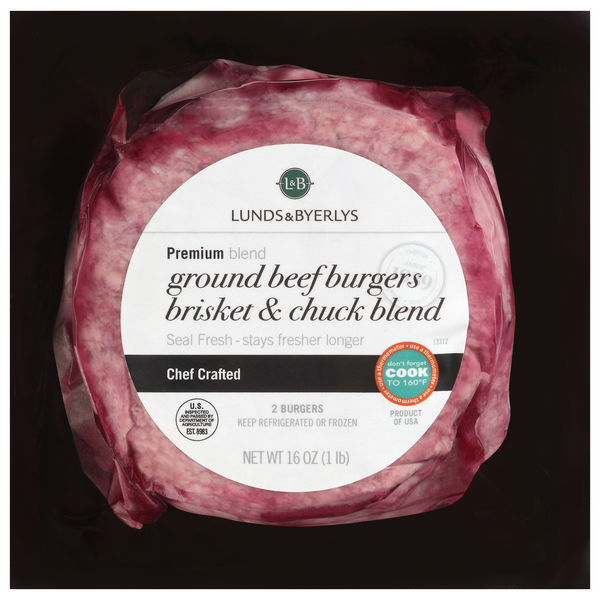 slide 1 of 9, L&B Brisket & Chuck Blend Ground Beef Burgers 2 ea, 2 ct