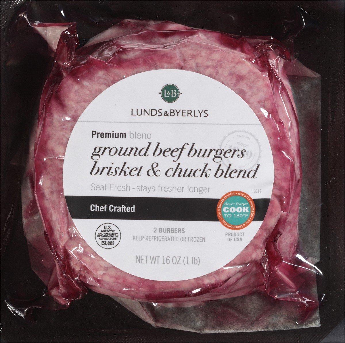 slide 2 of 9, L&B Brisket & Chuck Blend Ground Beef Burgers 2 ea, 2 ct