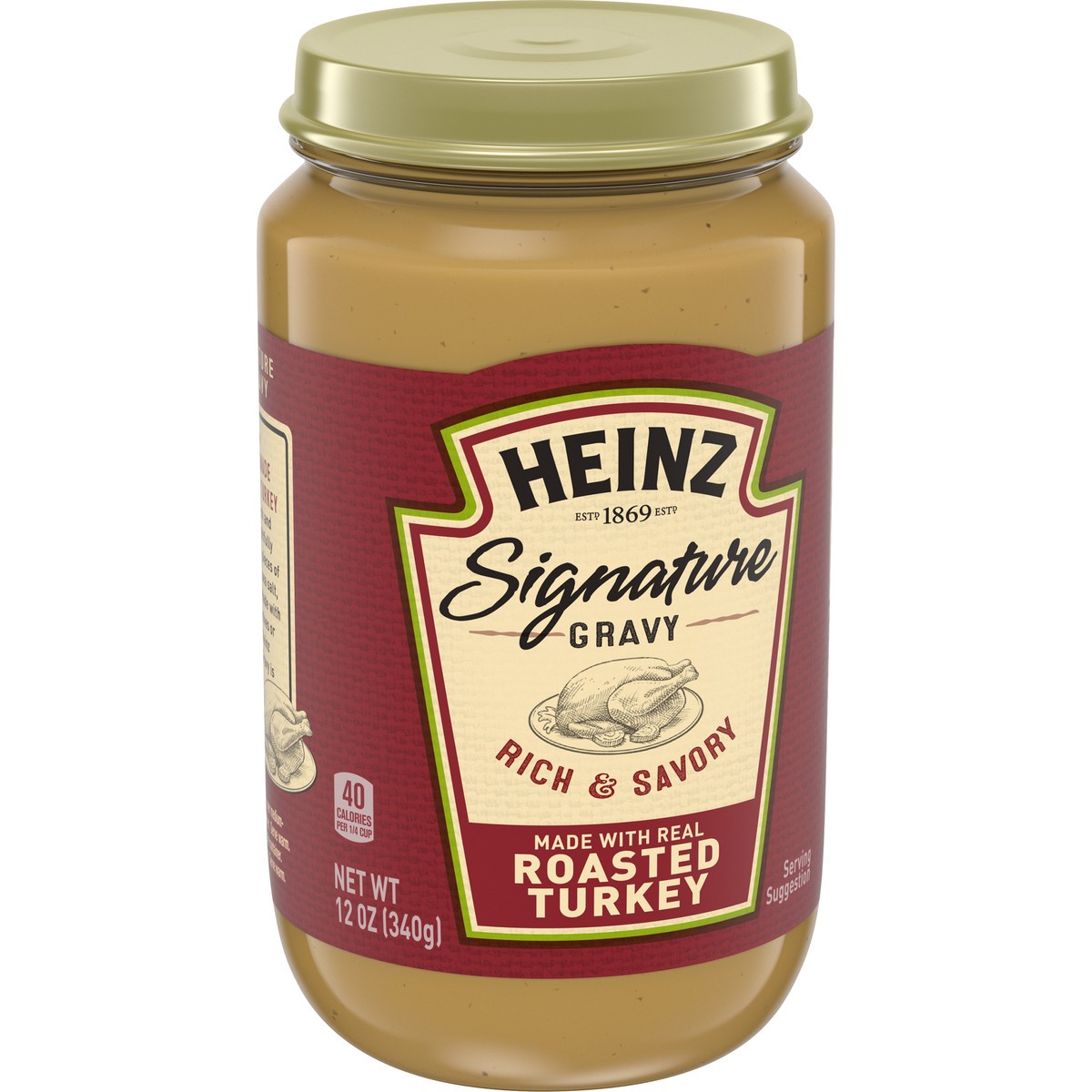 slide 3 of 9, Heinz Signature Rich & Savory Gravy with Real Roasted Turkey, 12 oz Jar, 12 oz