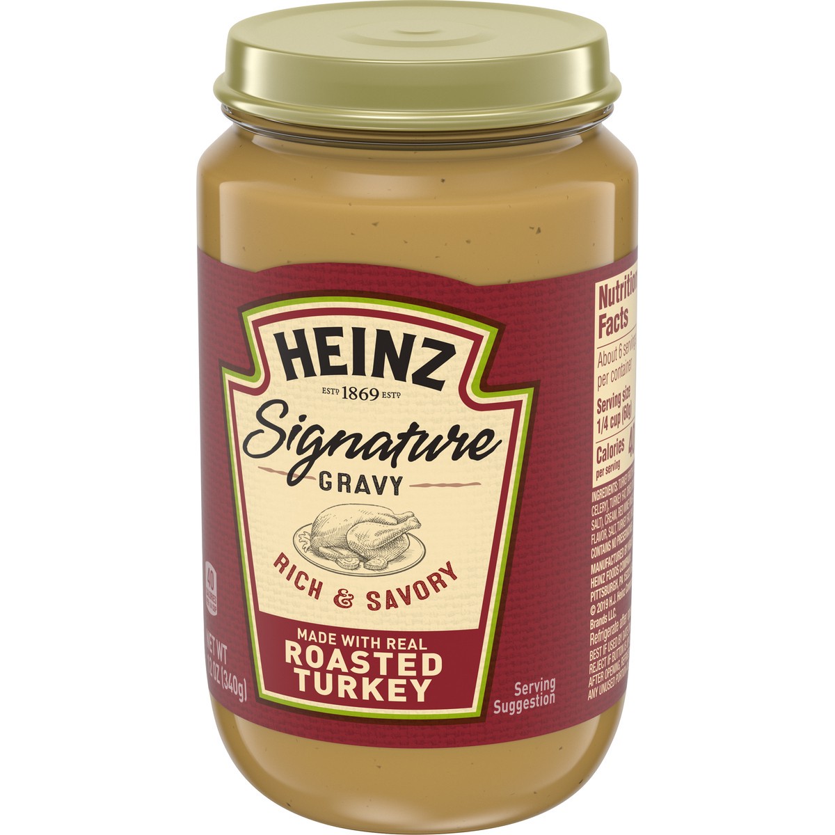 slide 8 of 9, Heinz Signature Rich & Savory Gravy with Real Roasted Turkey, 12 oz Jar, 12 oz