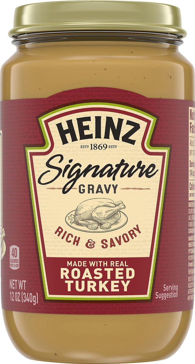 slide 5 of 9, Heinz Signature Rich & Savory Gravy with Real Roasted Turkey, 12 oz Jar, 12 oz