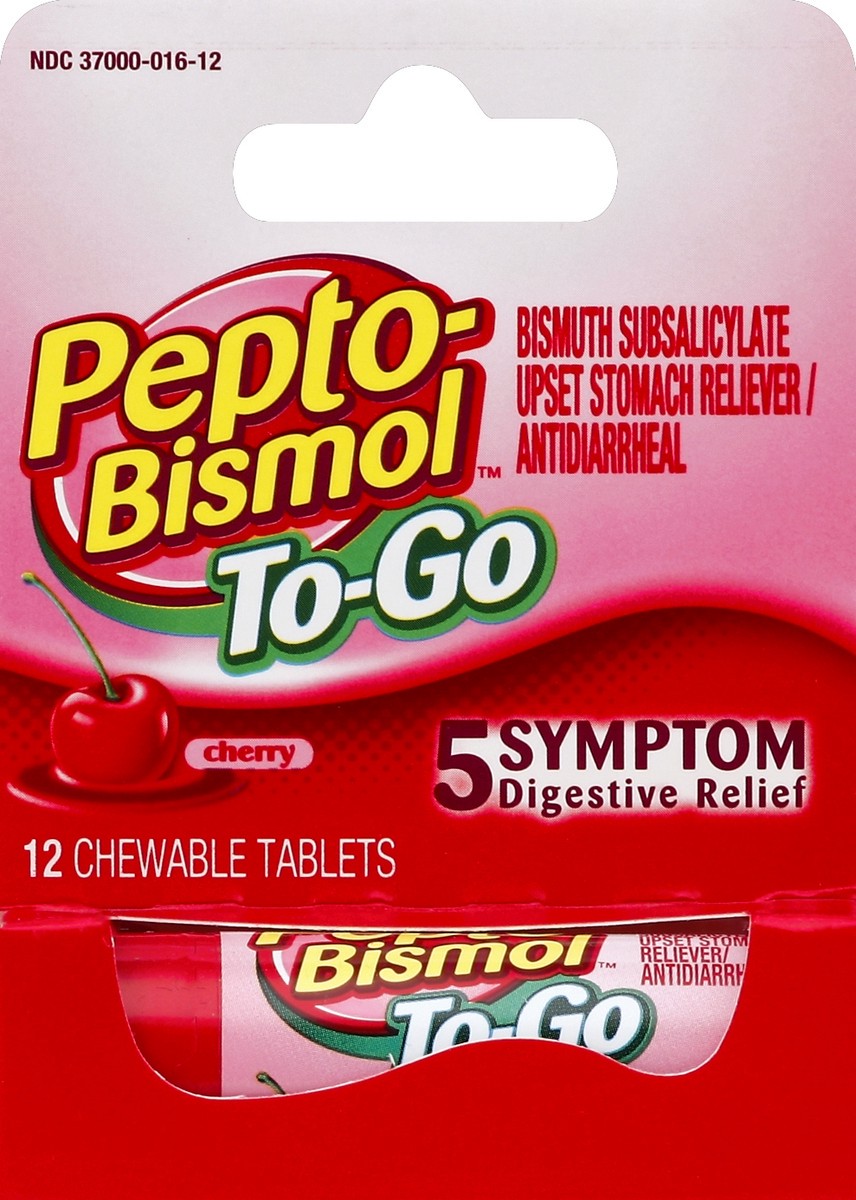 slide 1 of 7, Pepto-Bismol Upset Stomach Reliever/Antidiarrheal 12 ea, 12 ct