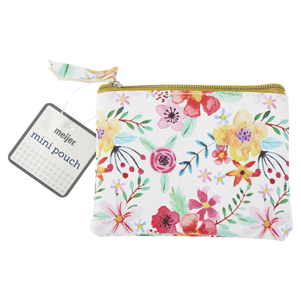 slide 1 of 1, Meijer SMALL POUCH NOVELTY FLORAL WHITE, 1 ct