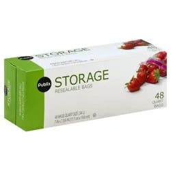 Publix Storage Bags, Resealable, Quart Size