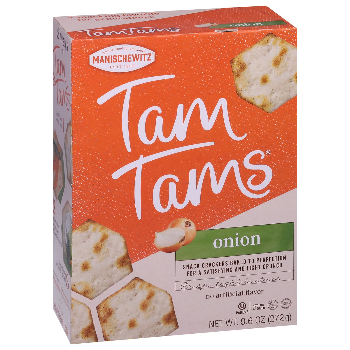 slide 6 of 9, Manischewitz Onion Tamtam Snack Craker, 9.6 oz