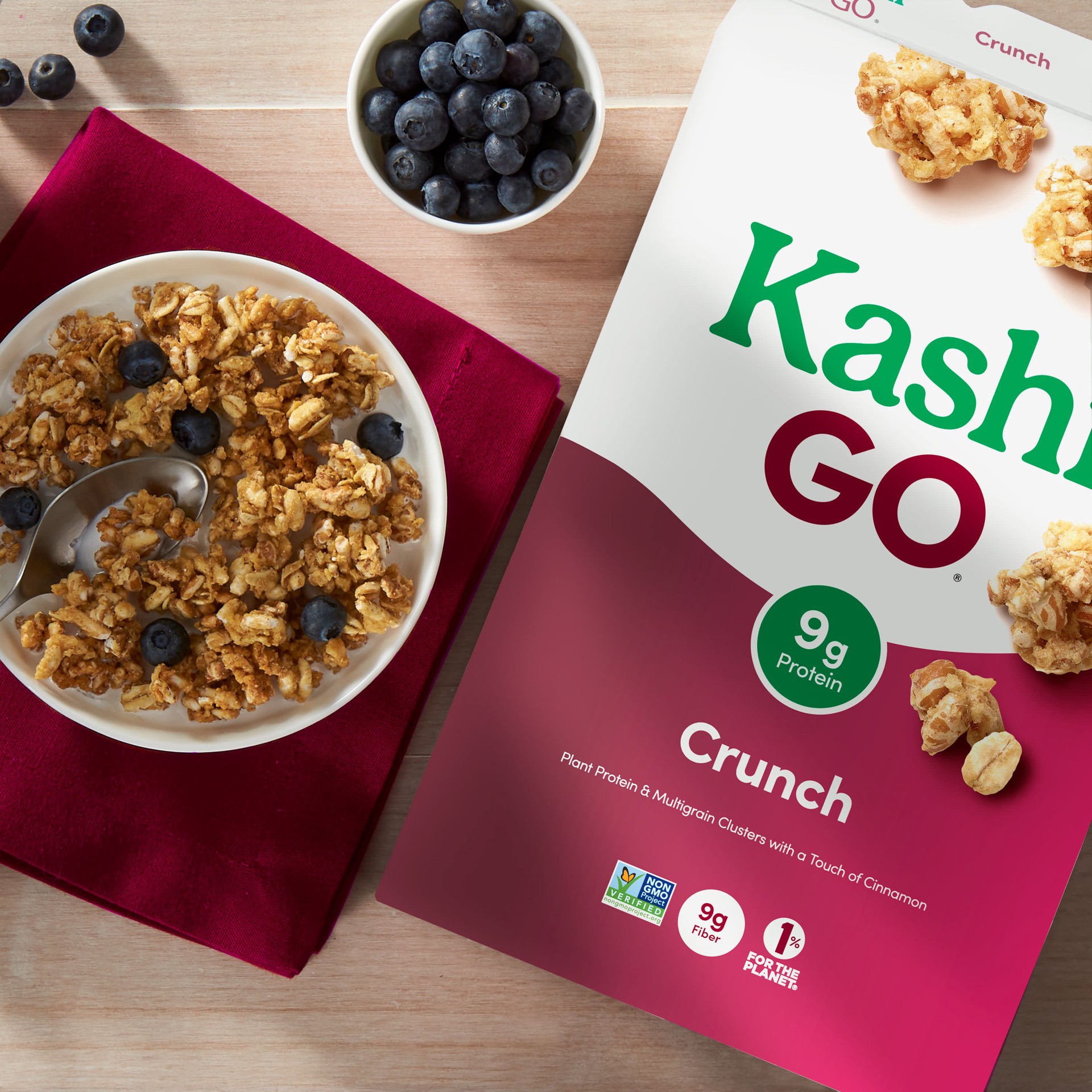 slide 4 of 5, Kashi GO Breakfast Cereal, Vegan Protein, Fiber Cereal, Cinnamon Crunch, 13.8oz Box, 1 Box, 13.8 oz