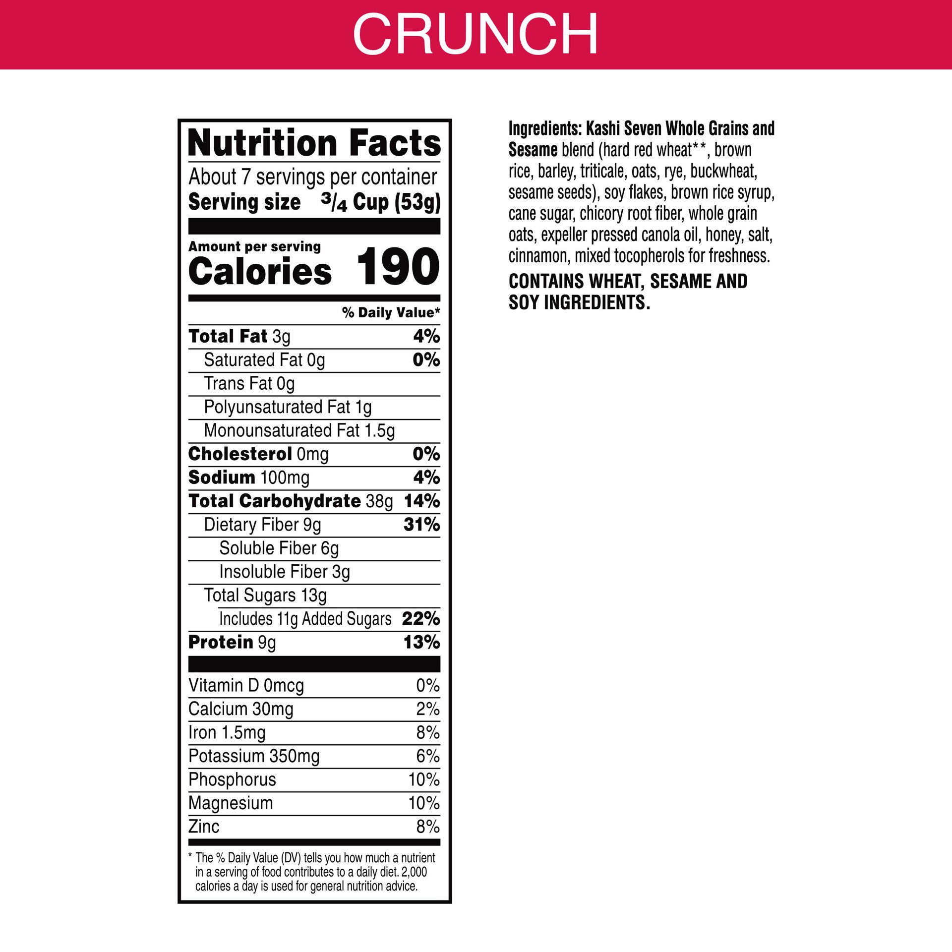 slide 2 of 5, Kashi GO Breakfast Cereal, Vegan Protein, Fiber Cereal, Cinnamon Crunch, 13.8oz Box, 1 Box, 13.8 oz