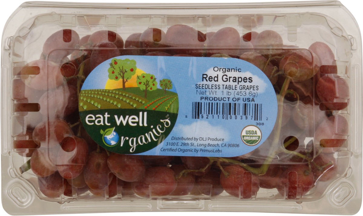 slide 2 of 12, Eat Well Organics Seedless Organic Red Grapes 1 lb, 16 oz