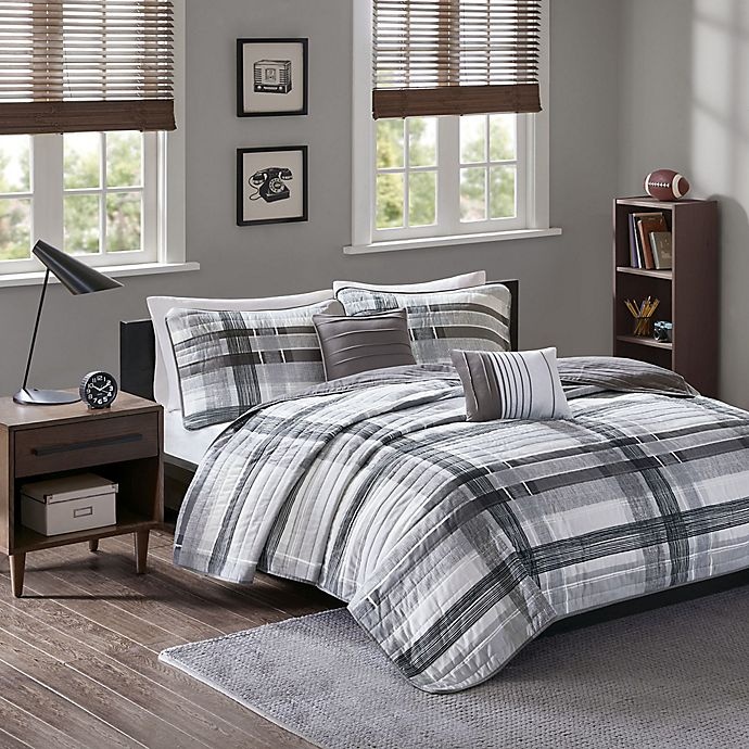 slide 1 of 8, Intelligent Design Rudy Plaid Twin/Twin XL Printed Coverlet Bedding Set - Black/Grey, 1 ct