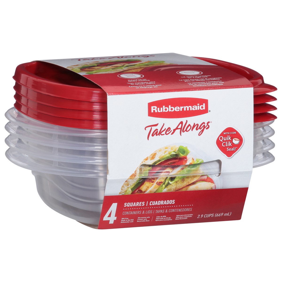 slide 2 of 9, Rubbermaid Containers with Lids 4 ea, 4 ct