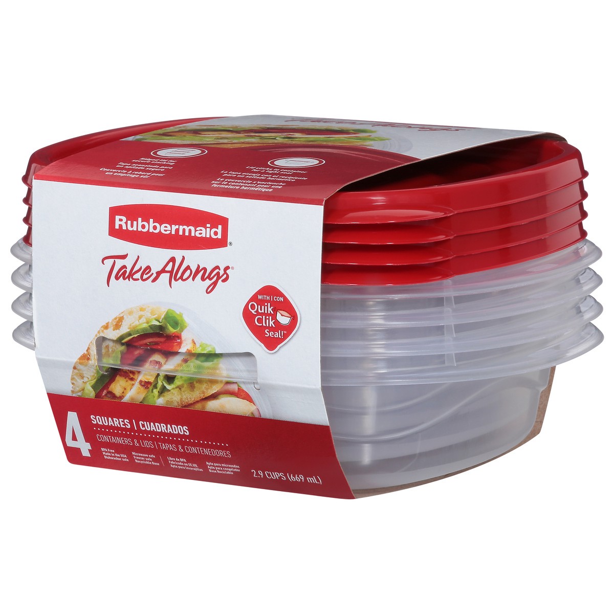 slide 8 of 9, Rubbermaid Containers with Lids 4 ea, 4 ct