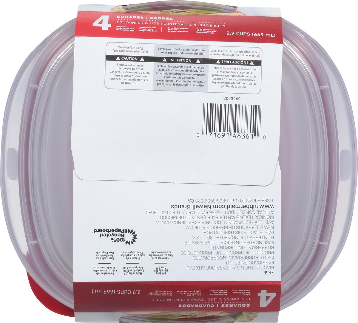 slide 6 of 9, Rubbermaid Containers with Lids 4 ea, 4 ct