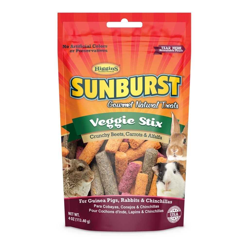 slide 1 of 1, Higgins Sunburst Veggie Stix Gourmet Treats for Guinea Pigs, Rabbits & Chinchillas, 4 oz