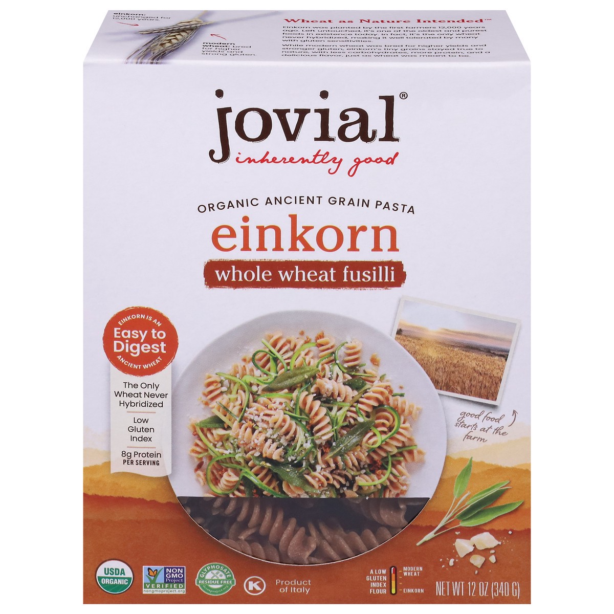 slide 1 of 1, Jovial Fusilli Einkorn Psta, 12 oz