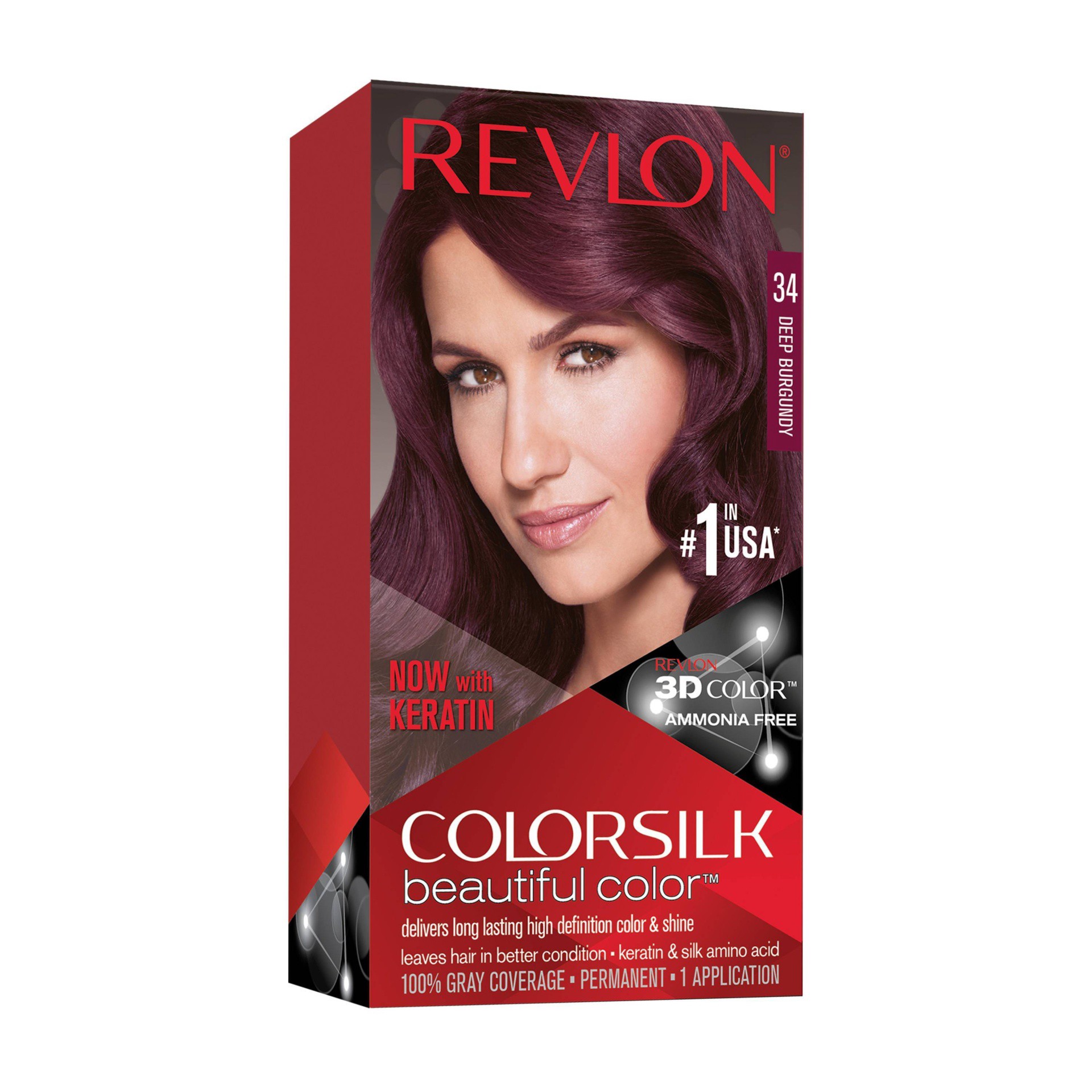 slide 1 of 4, Revlon ColorSilk Hair color - 3 fl oz - 34 Deep Burgundy - 1 Kit, 2 fl oz