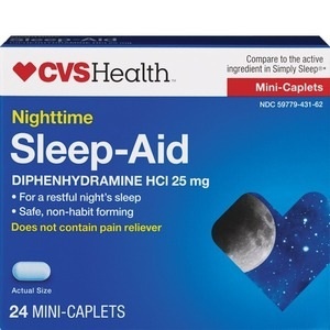 slide 1 of 1, CVS Health Sleep Aid Mini-Caplets Nighttime, 24 ct