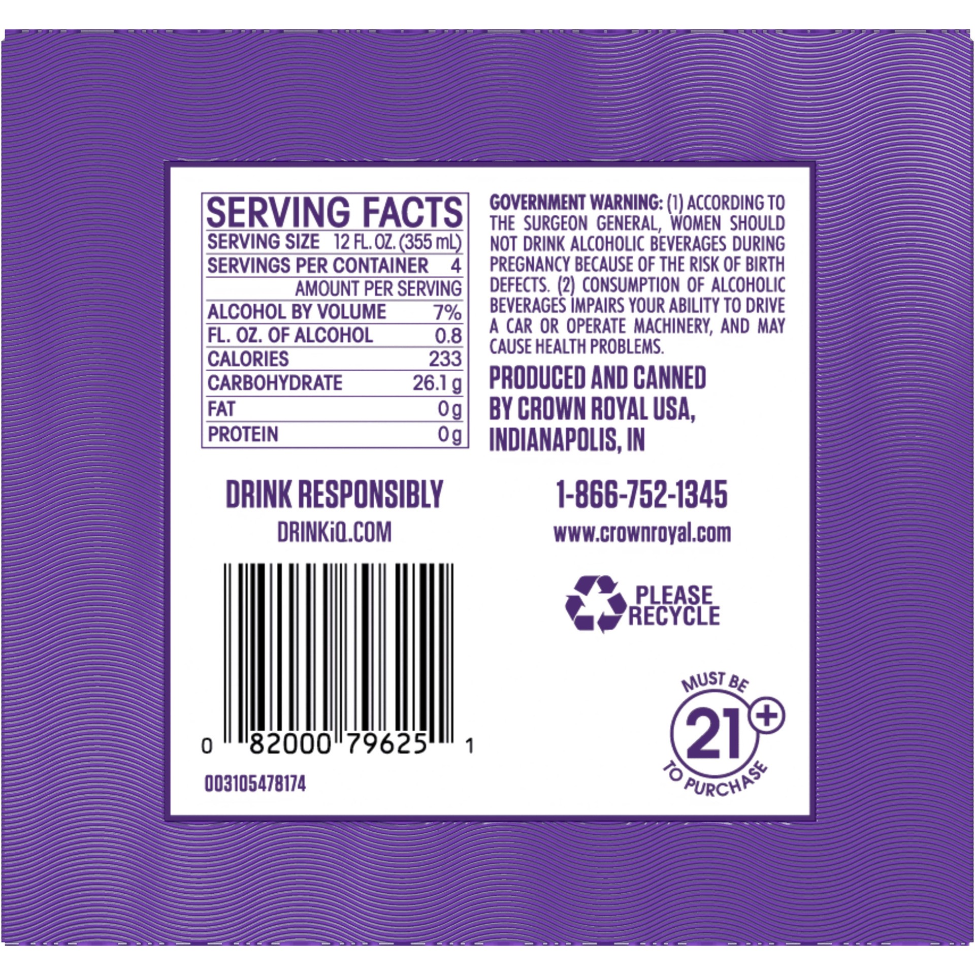 slide 2 of 3, Crown Royal Whisky And Cola Canadian Whisky Cocktail, 4 ct; 355 ml