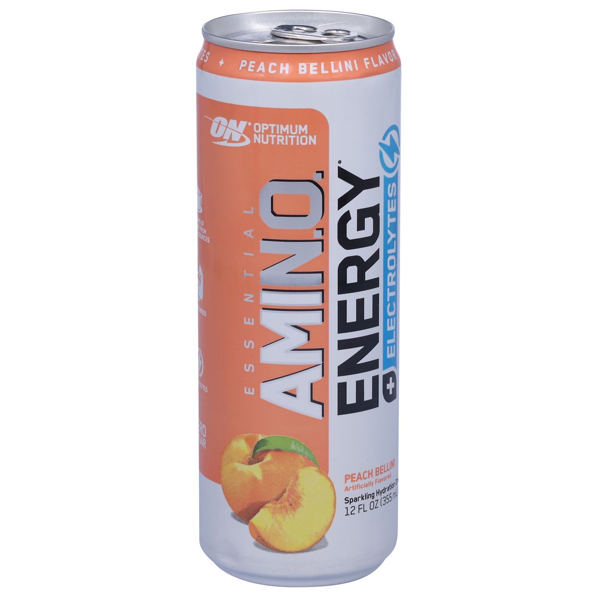 slide 13 of 13, Optimum Nutrition Essential Amin.O. Energy Energy + Hydration Peach Bellini Sparkling Hydration Drink 12 fl oz, 12 fl oz