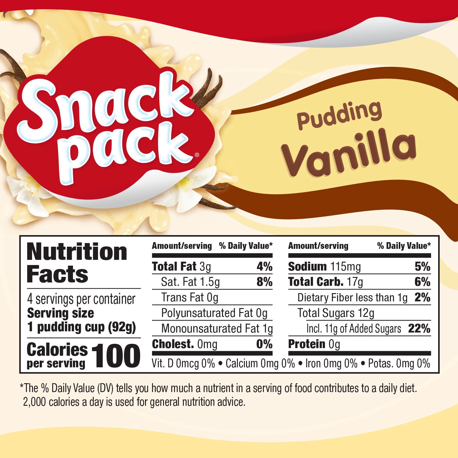 slide 4 of 5, Snack Pack Vanilla Flavored Pudding, 4 Count Pudding Cups , 4 ct