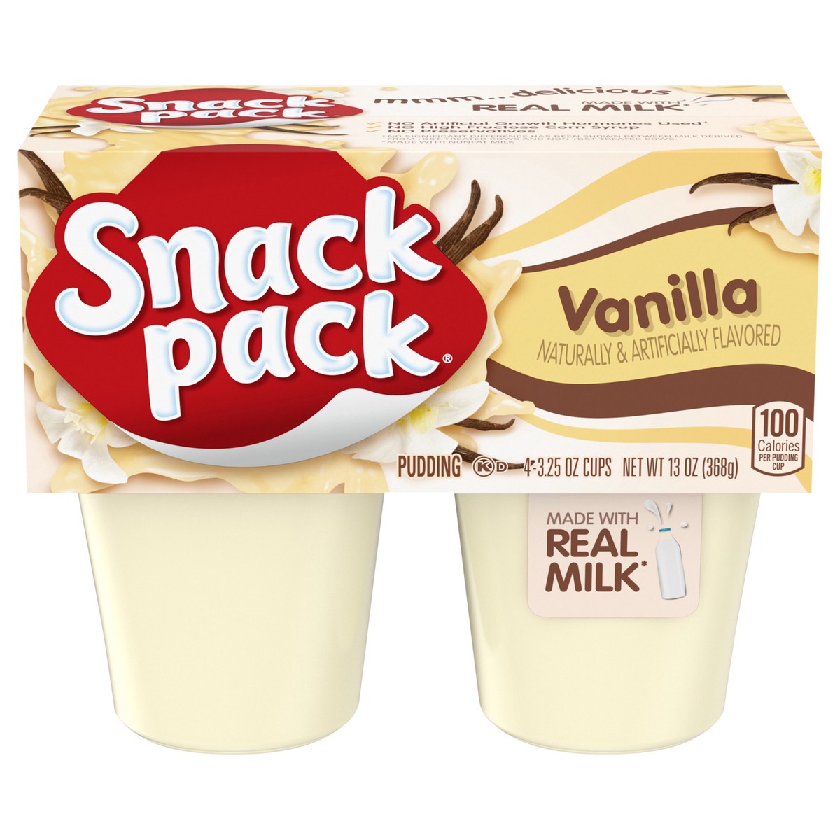 slide 1 of 5, Snack Pack Vanilla Pudding, 3.25 oz Pudding Cups, 4 Count, 4 ct