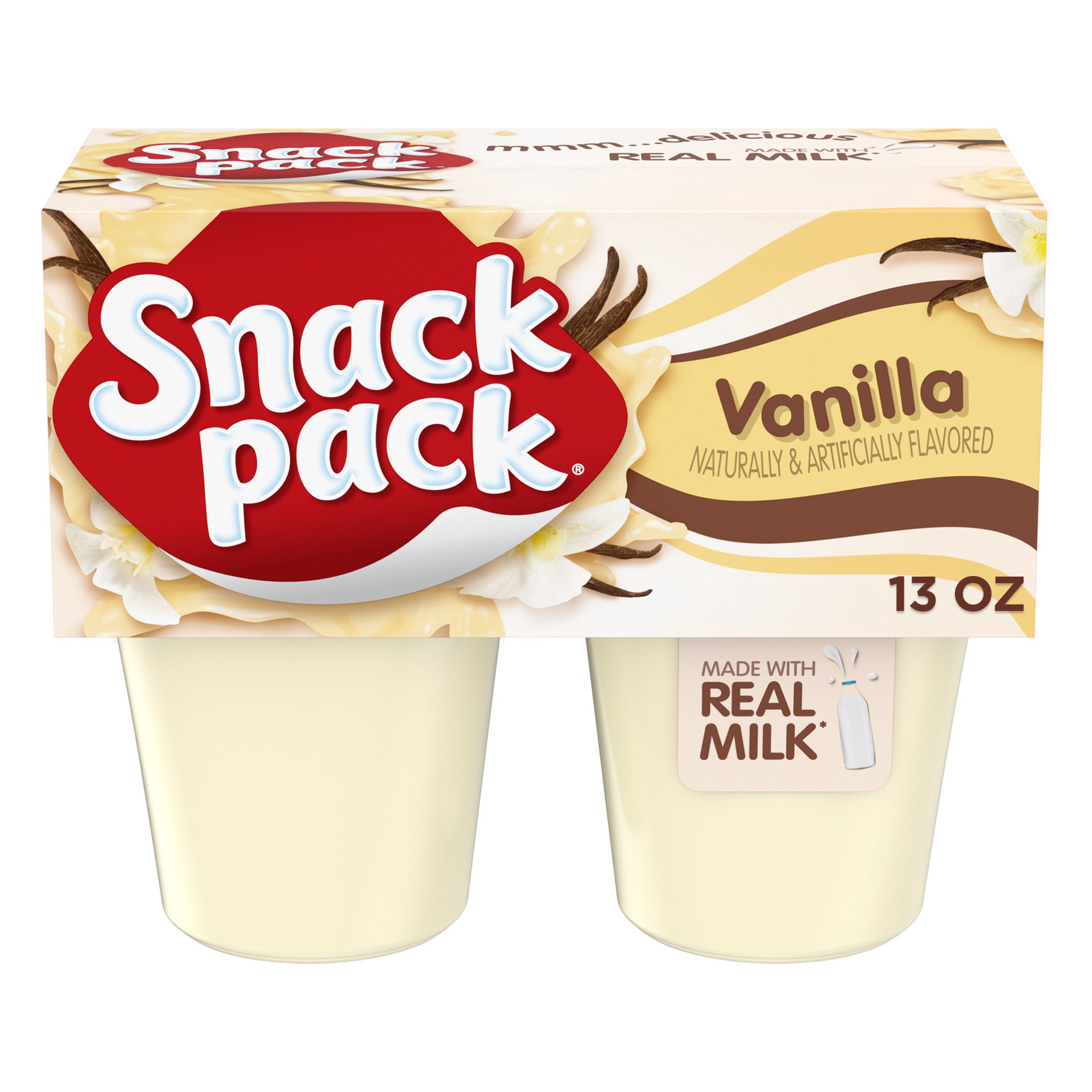 slide 1 of 5, Snack Pack Vanilla Pudding, 3.25 oz Pudding Cups, 4 Count, 4 ct