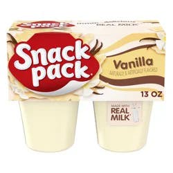 Snack Pack Vanilla Pudding, 3.25 oz Pudding Cups, 4 Count