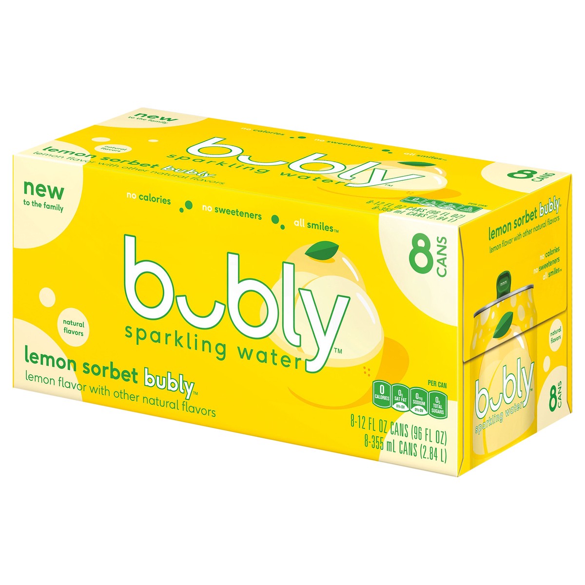 slide 9 of 10, bubly Sparkling Water Lemon Sorbet , Pack of 8 - 8 ct, 8 ct