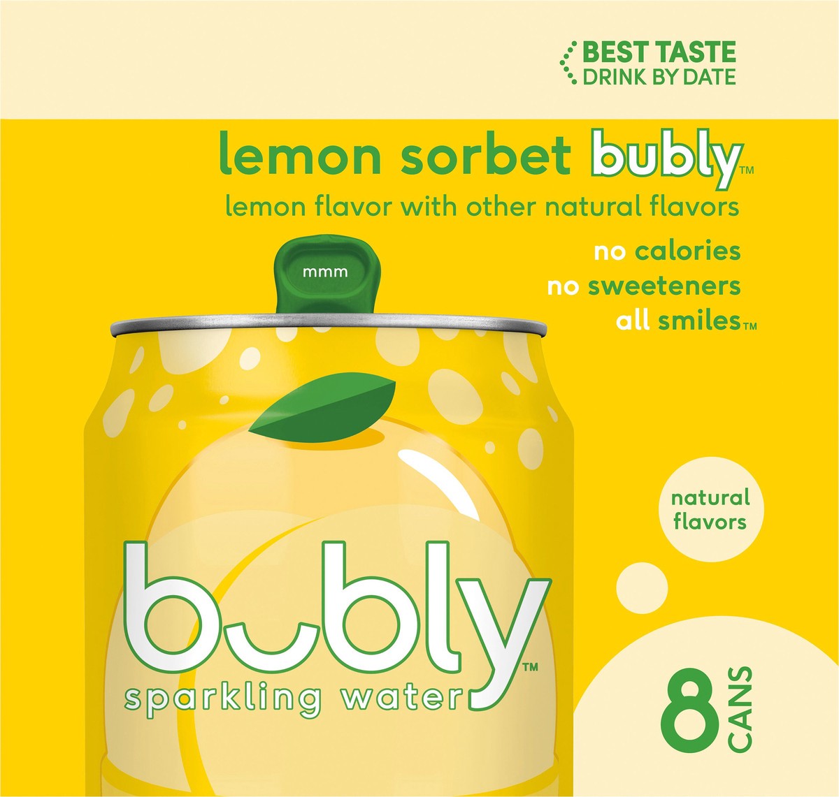 slide 3 of 10, bubly Sparkling Water Lemon Sorbet , Pack of 8 - 8 ct, 8 ct