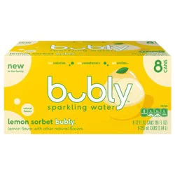 Bubly Sparkling Water Lemon Sorbet 12 Fl Oz, Pack of 8