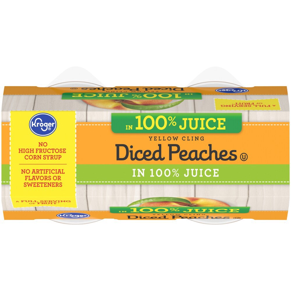 slide 3 of 4, Kroger Yellow Cling Diced Peach Cups, 4 ct; 4 oz