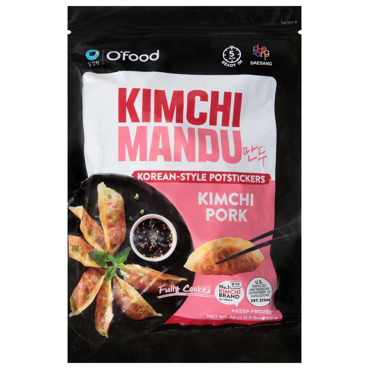 slide 6 of 11, O'Food Kimchi Pork Kimchi Mandu 24 oz, 24 oz