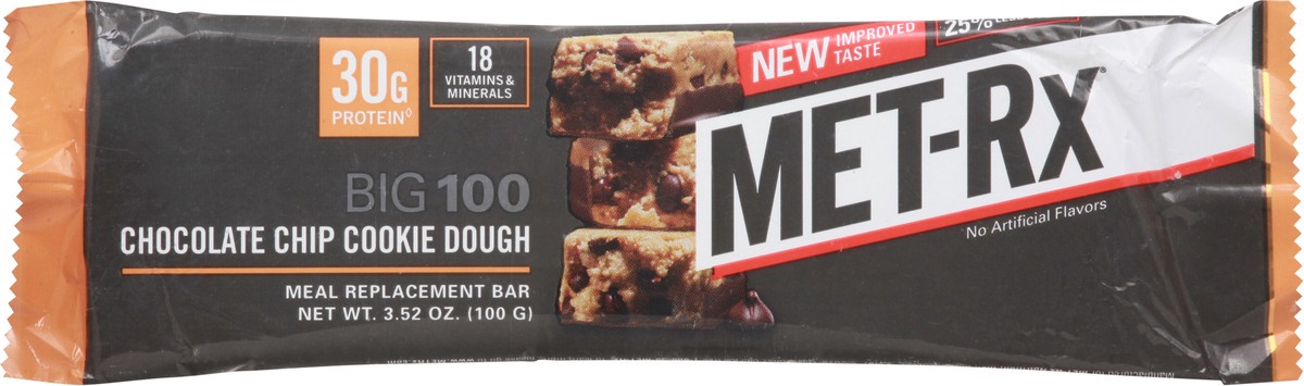 slide 6 of 9, MET-Rx Meal Replacement Bar, Chocolate Chip Cookie Dough, 3.52 Ounce, 3.52 oz