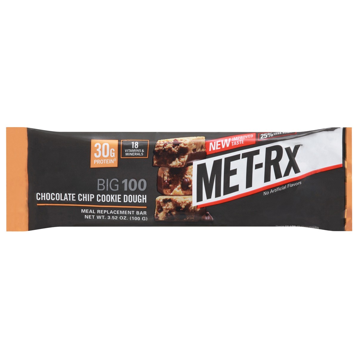 slide 1 of 9, MET-Rx Meal Replacement Bar, Chocolate Chip Cookie Dough, 3.52 Ounce, 3.52 oz