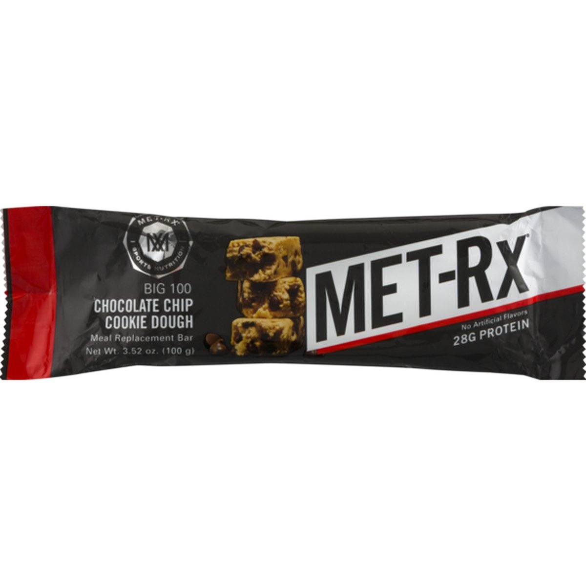 slide 1 of 8, MET-Rx Chocolate Chip Cookie Dough Meal Replacement Bar, 3.52 oz