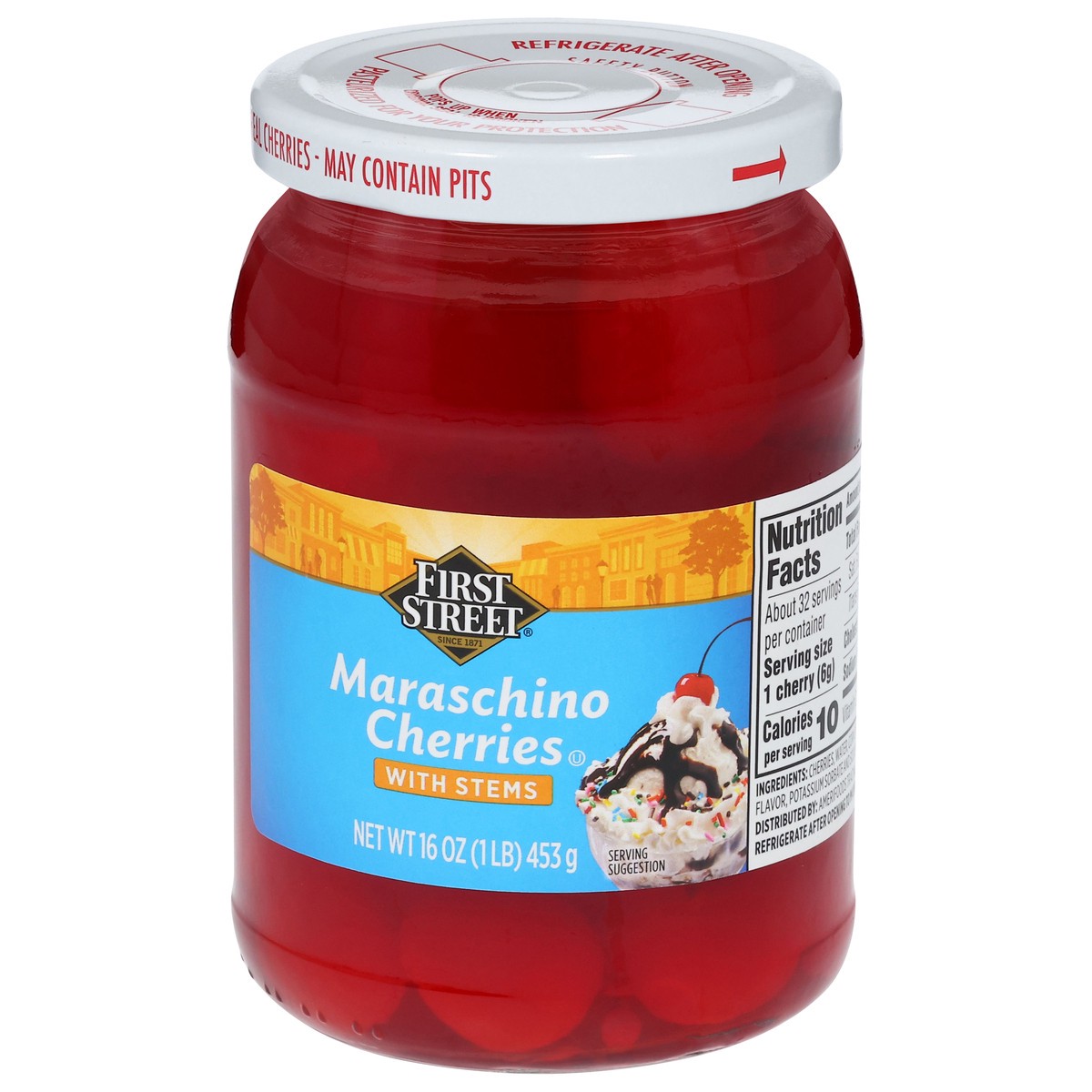 slide 3 of 4, First Street Maraschino Cherries, 16 oz